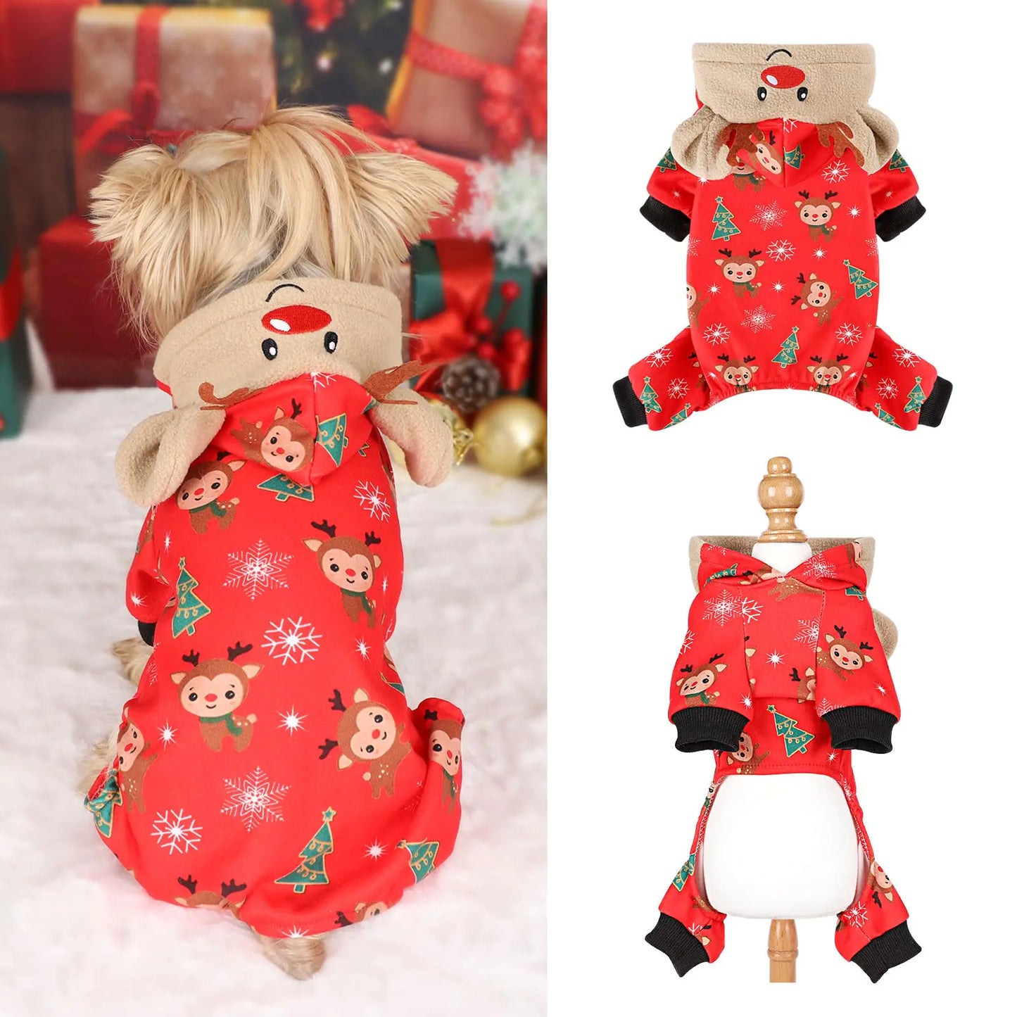 πΎ Dog Christmas Pajamas β Cozy Reindeer Fleece for Your Furry Friend πΆ