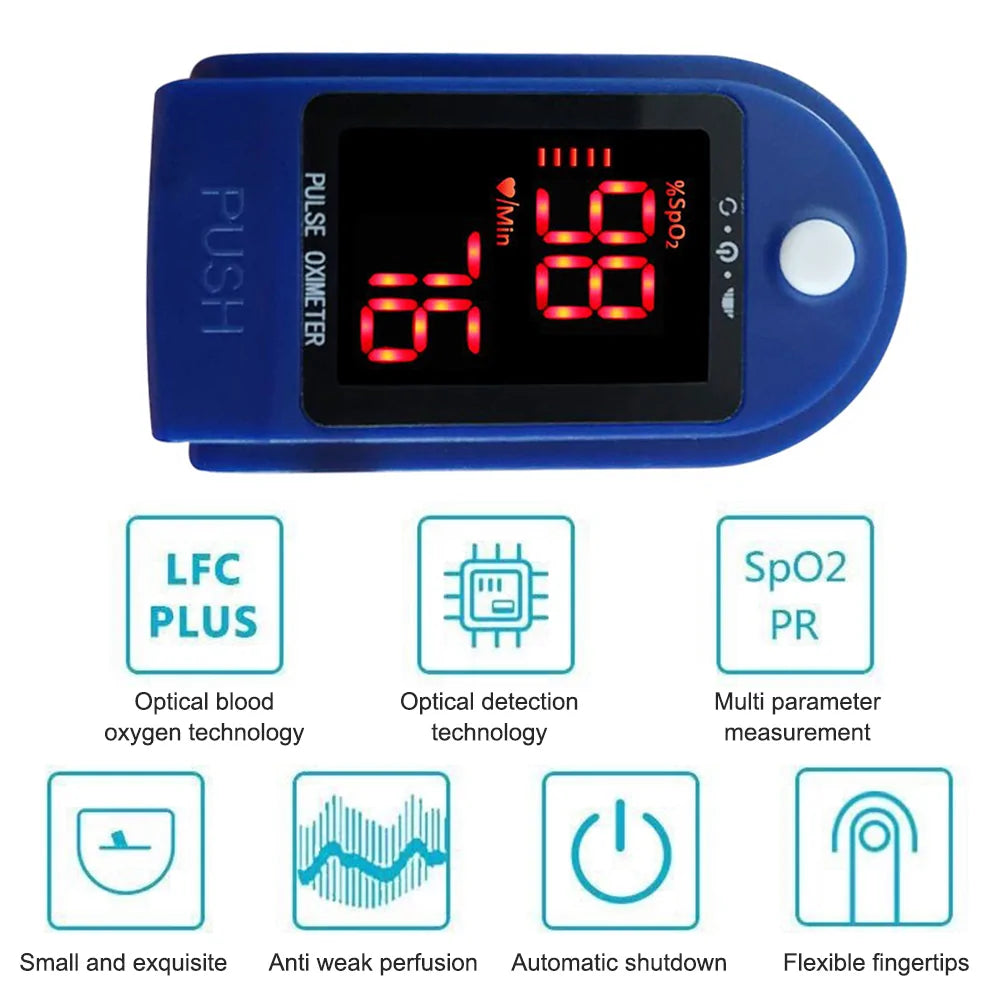 📊 Blood Oxygen & Pulse Monitor – Fingertip Oximeter (SpO₂/PR/PI)