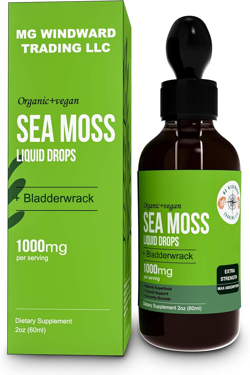 1 Organic Irish Sea Moss Drops: Ocean's Essence - Nature's Boost, Wildcrafted & Fast-Acting & Flavorful Liquid Supplement