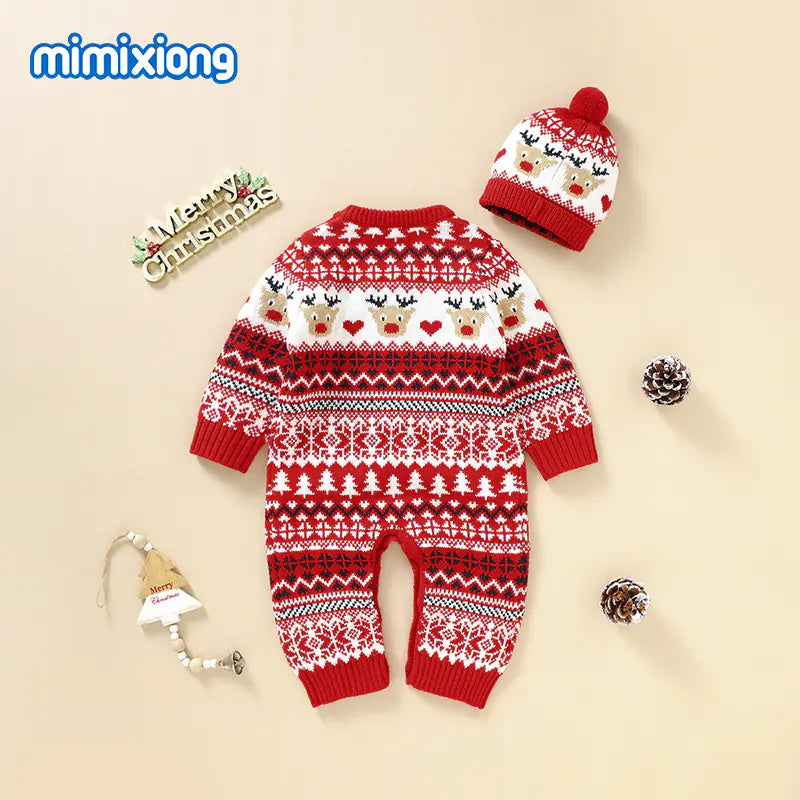 Christmas-Themed Infant Bodysuit and Romper Outfit
