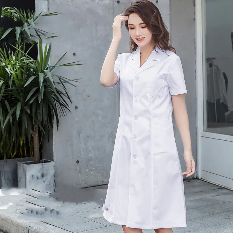 White Long Sleeve Lab Coat for Female Doctors and Nurses