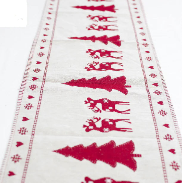 🎄 Embroidered Christmas Table Runner – Elegant Cotton Linen Festive Charm ✨