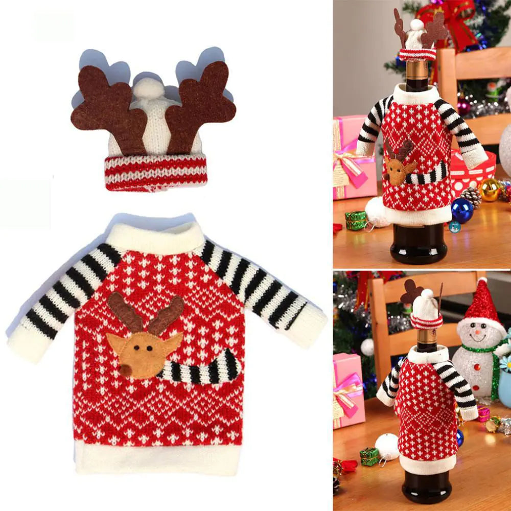 🍷 Christmas Reindeer Wine & Champagne Bottle Covers – Add Cheer to Every Pour! 🦌🎄