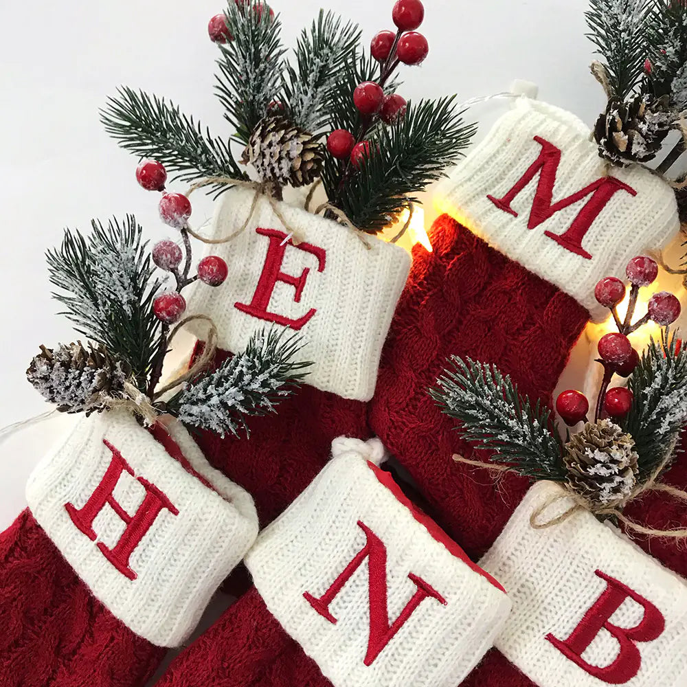 🎄 Knitted Christmas Letter Socks – Cozy, Festive & Perfect for Gifting! 🧦✨