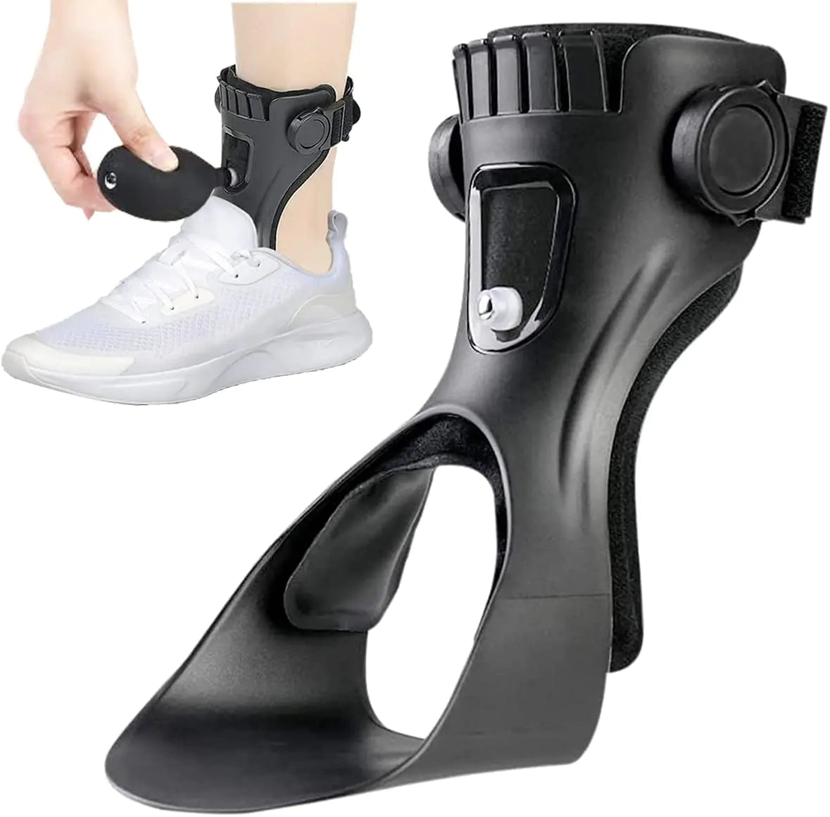 AFO Drop Foot Brace – Upgraded Medical Ankle Foot Orthosis with Inflatable Airbag (Right, XL)