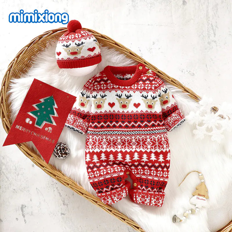 Christmas-Themed Infant Bodysuit and Romper Outfit