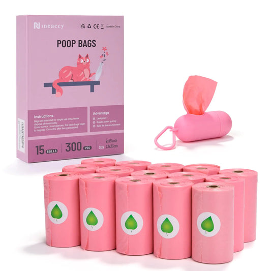💩 WDFAACK Biodegradable Dog Poop Bags – Lavender-Scented, Leakproof & Compostable with Dispenser (300 Count)