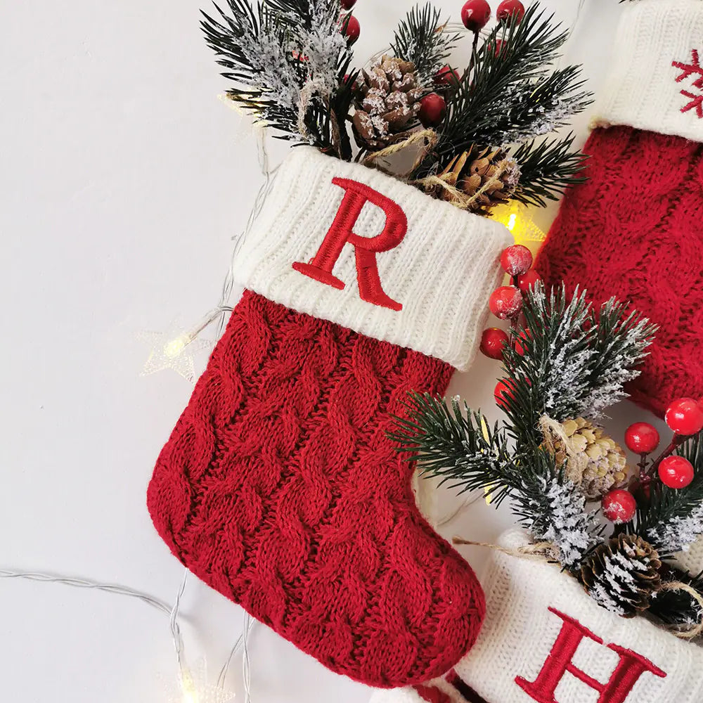 🎄 Knitted Christmas Letter Socks – Cozy, Festive & Perfect for Gifting! 🧦✨