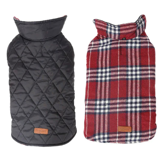 Waterproof Reversible Plaid Dog Jacket for Pets