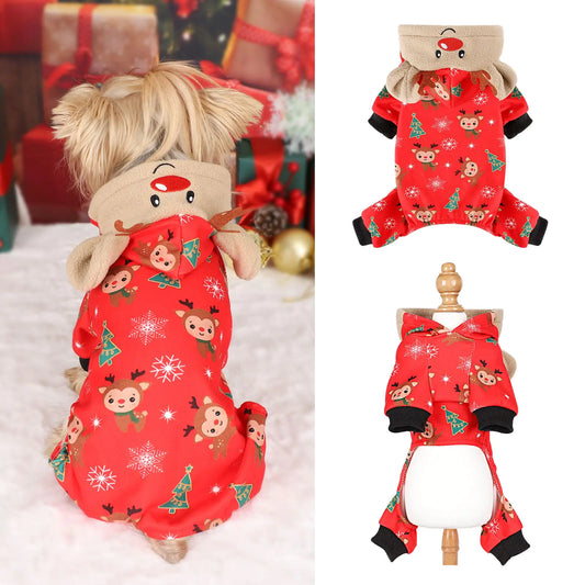 🐾 Dog Christmas Pajamas – Cozy Reindeer Fleece for Your Furry Friend 🐶