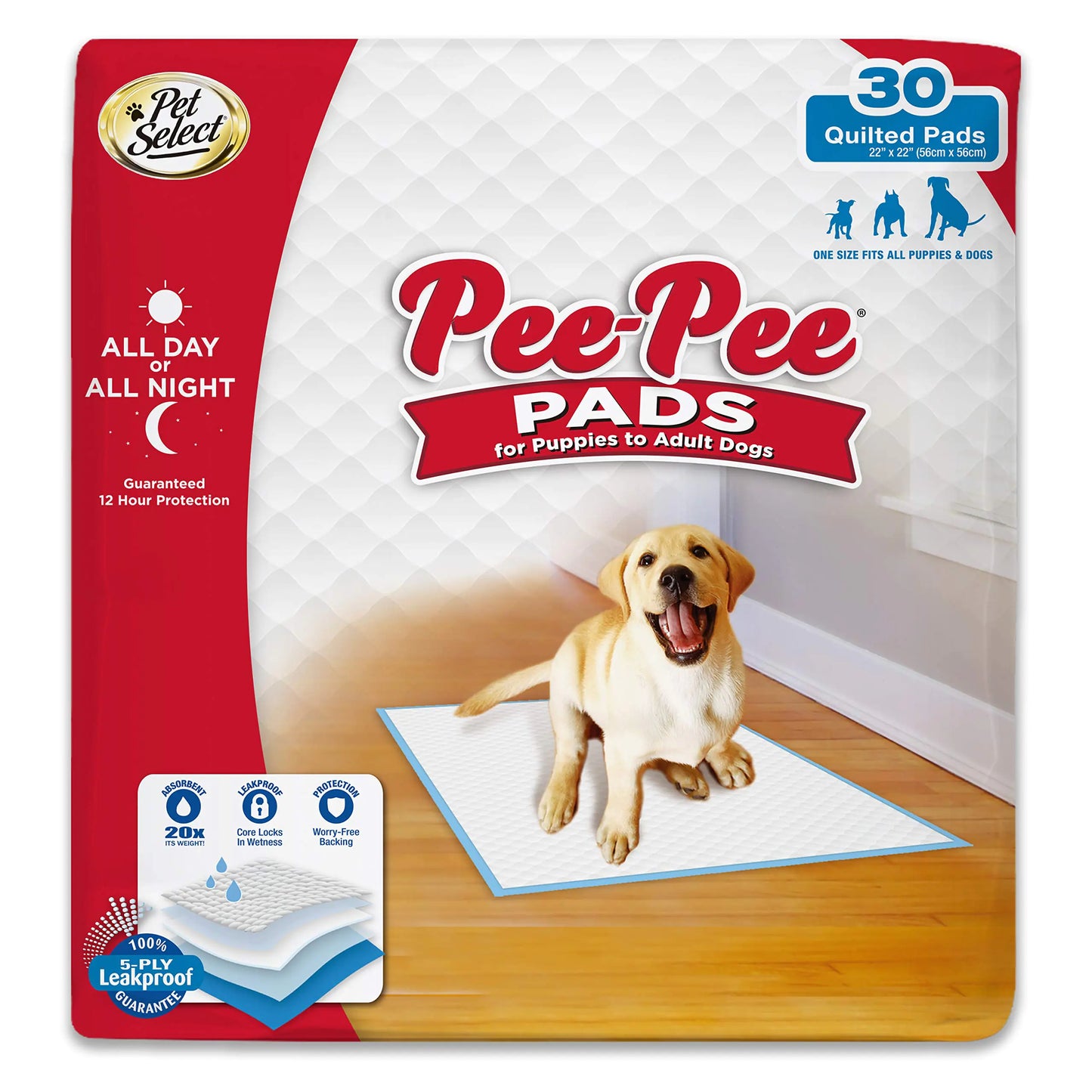 🐾 Four Paws Pet Select Pee Pads – Leakproof Training Pads for Dogs & Puppies, 22" x 22" (30 Count)