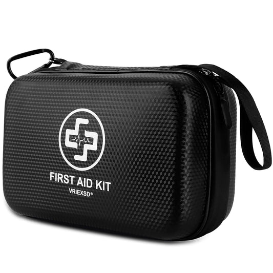 🖤 VRIEXSD Premium First Aid Kit – 320-Piece Waterproof Hard Shell EVA Medical Kit | Compact Emergency Supplies for Home, Car, Camping, Travel, Business & Outdoor Survival (Black)