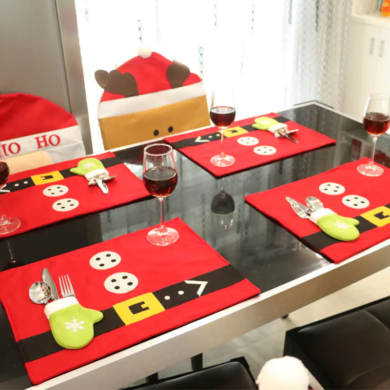 🎄 Christmas Decor for Home and Restaurant Table Settings – Festive Red Table Mats