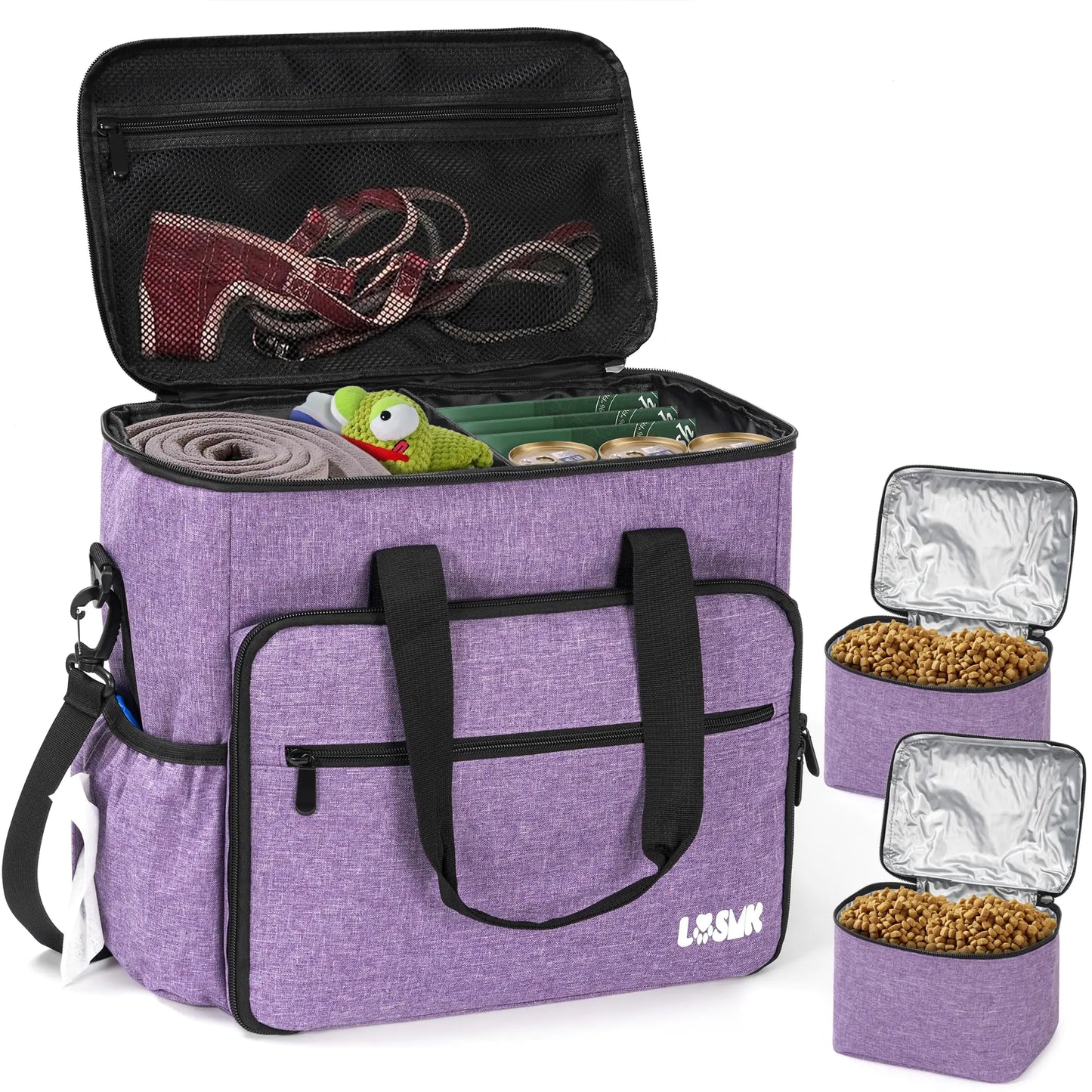 LASUK Dog Travel Bag – Airline Approved Tote Organizer with Multi-Pocket Design for Pet Supplies & Travel Essentials