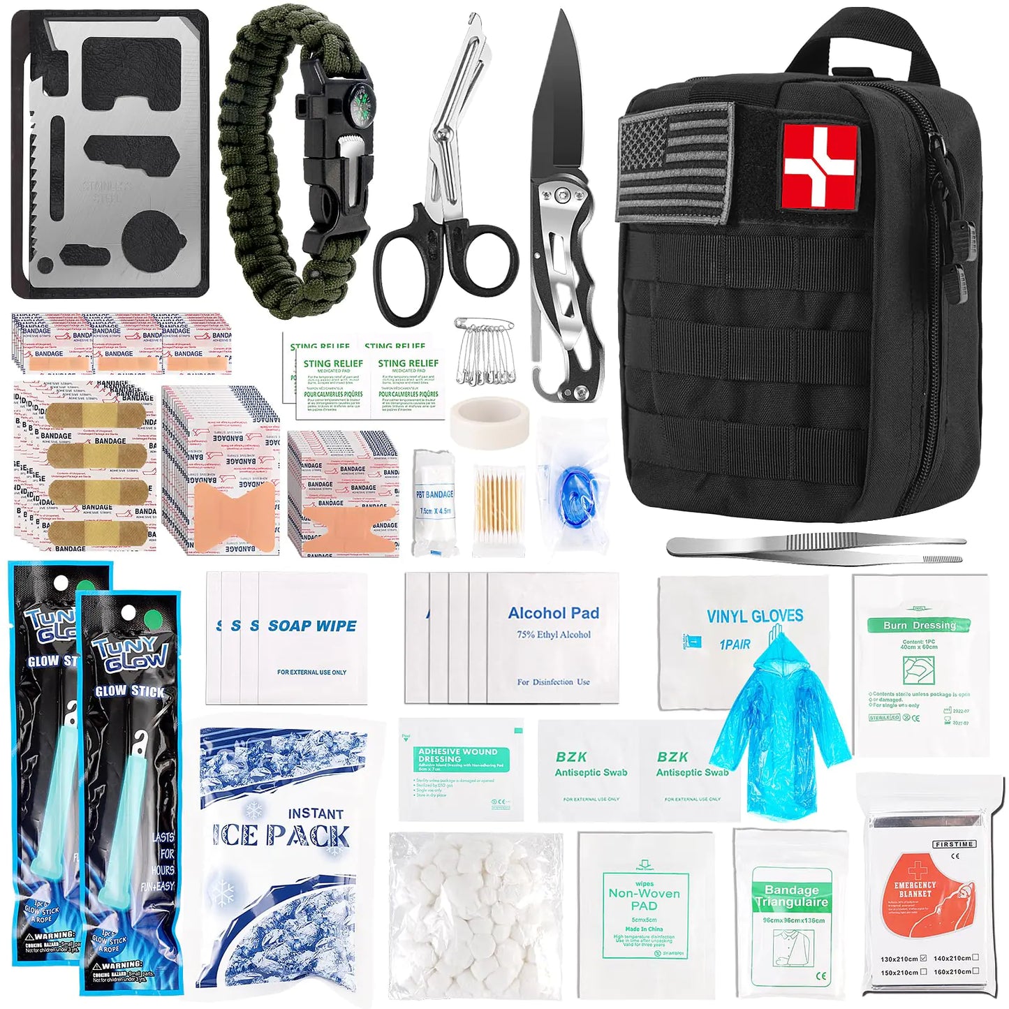 🎁 DLMD 278 PCS Survival First Aid Kit – Tactical MOLLE Pouch Emergency Medical Kit for Home, Car, Travel, Camping, Hiking & Outdoor Adventures | Great Gift for Dad