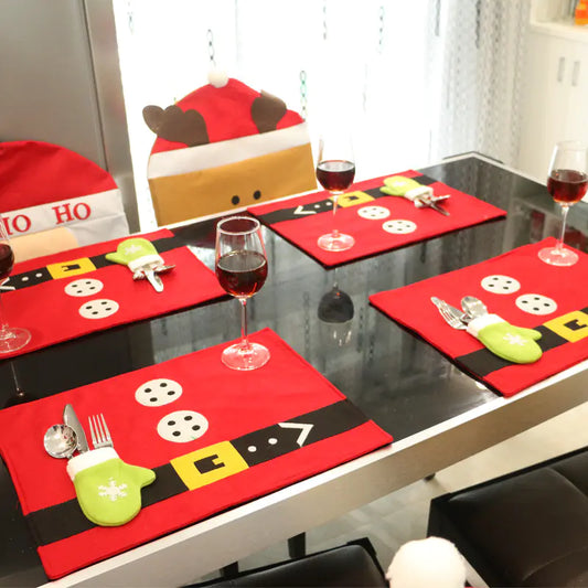 🎄 Christmas Decor for Home and Restaurant Table Settings – Festive Red Table Mats