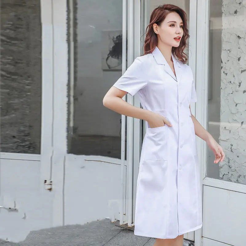 White Long Sleeve Lab Coat for Female Doctors and Nurses