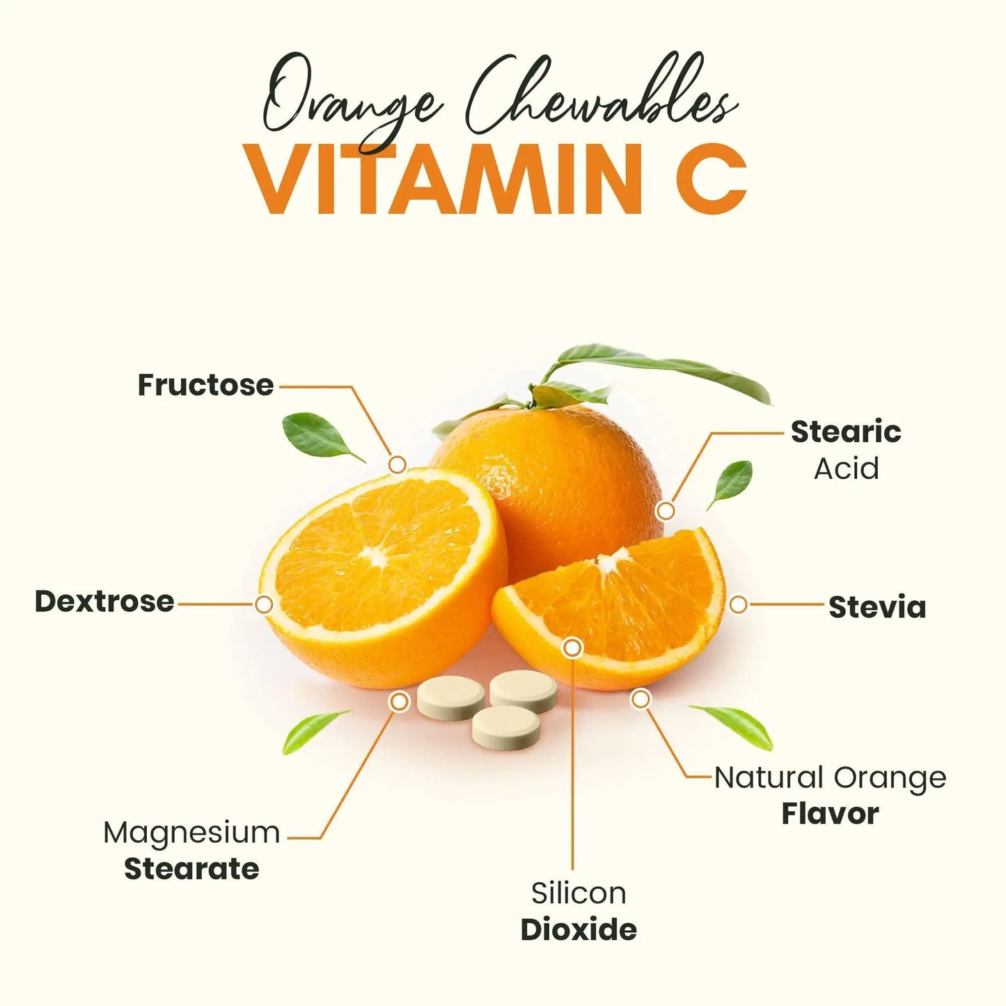 Vitamin C 500mg Orange Flavor Chewable Pills