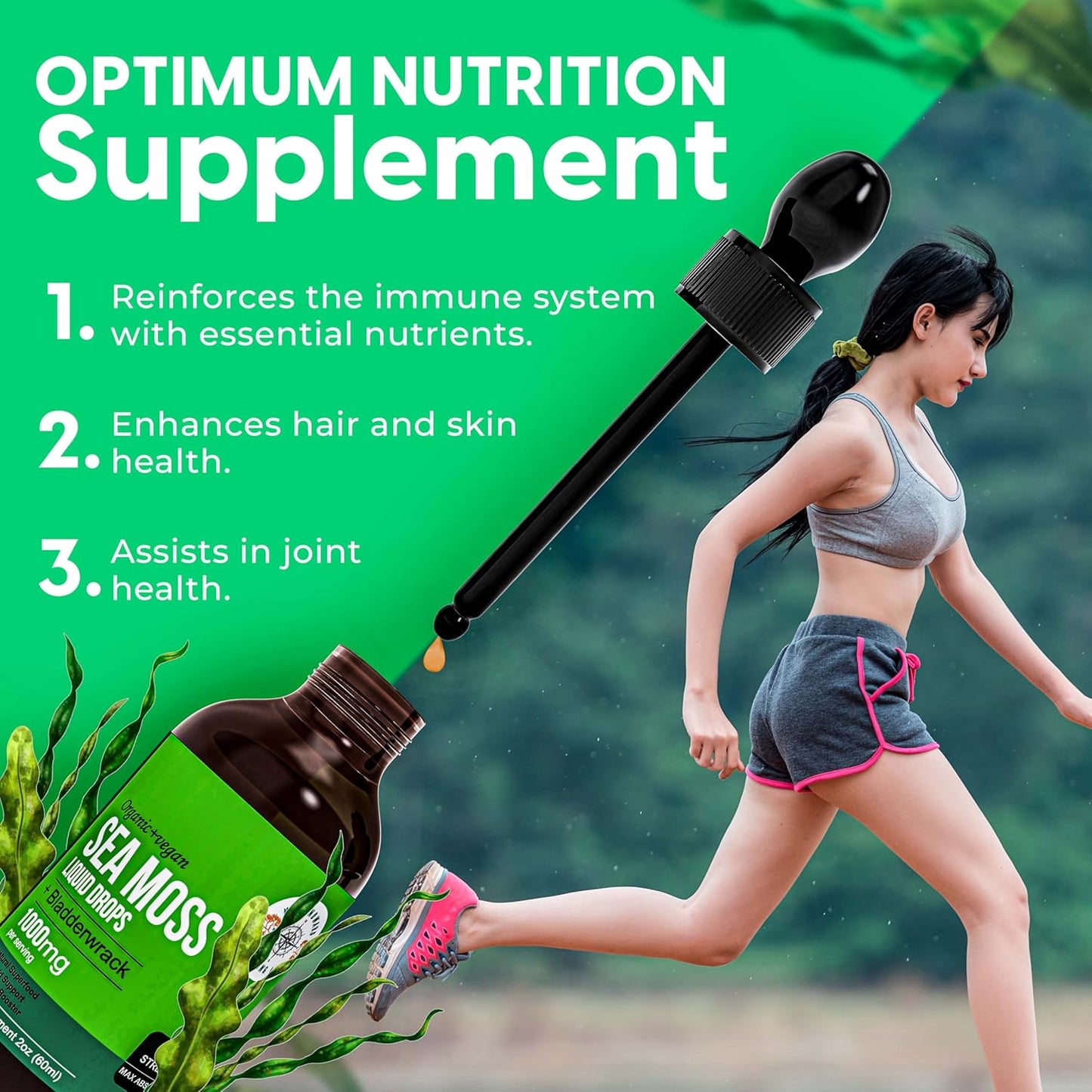1 Organic Irish Sea Moss Drops: Ocean's Essence  - Nature's Boost, Wildcrafted & Fast-Acting & Flavorful Liquid Supplement