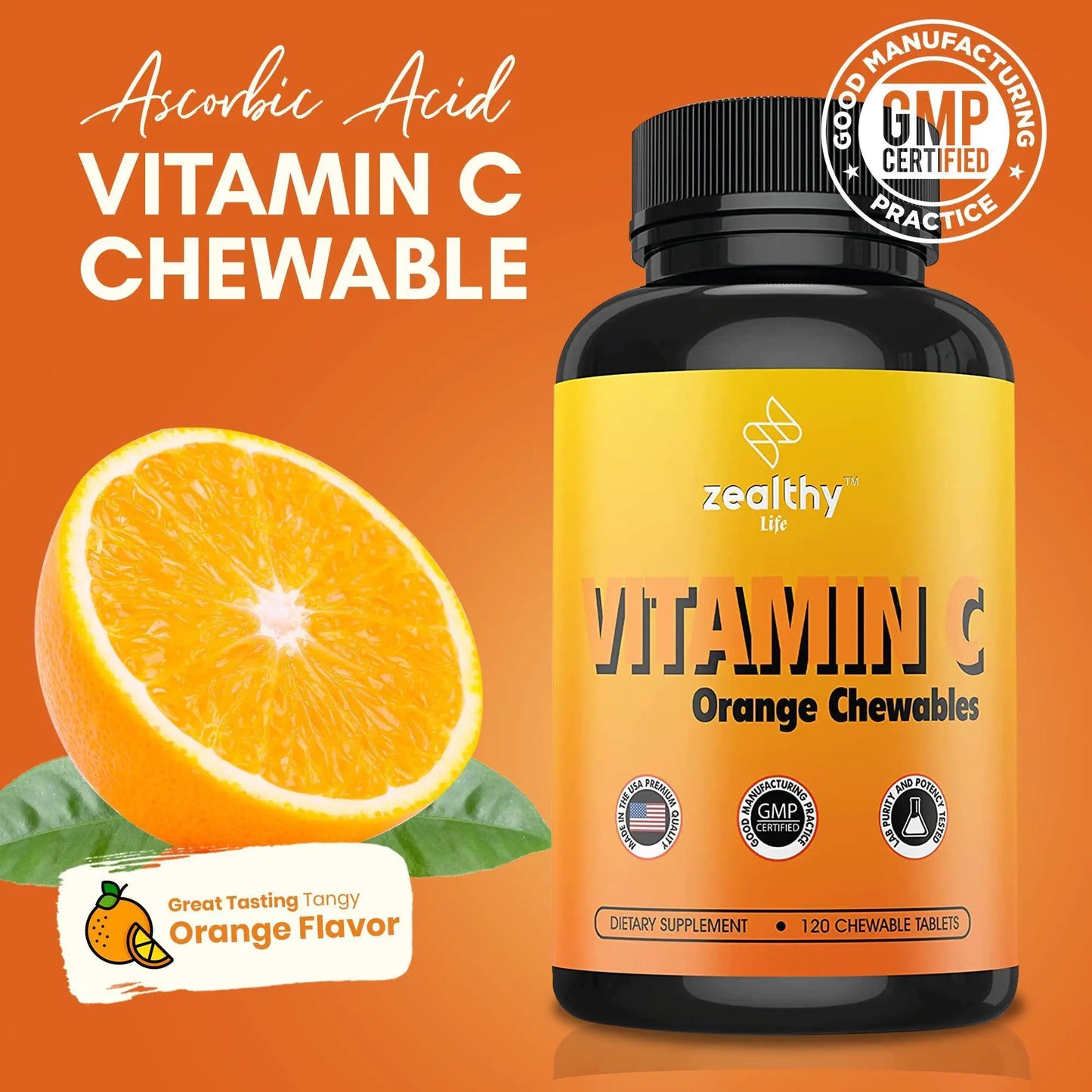 Vitamin C 500mg Orange Flavor Chewable Pills