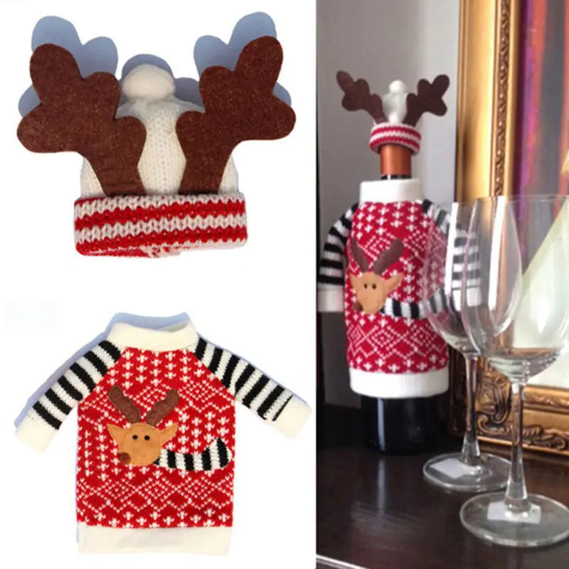 🍷 Christmas Reindeer Wine & Champagne Bottle Covers – Add Cheer to Every Pour! 🦌🎄