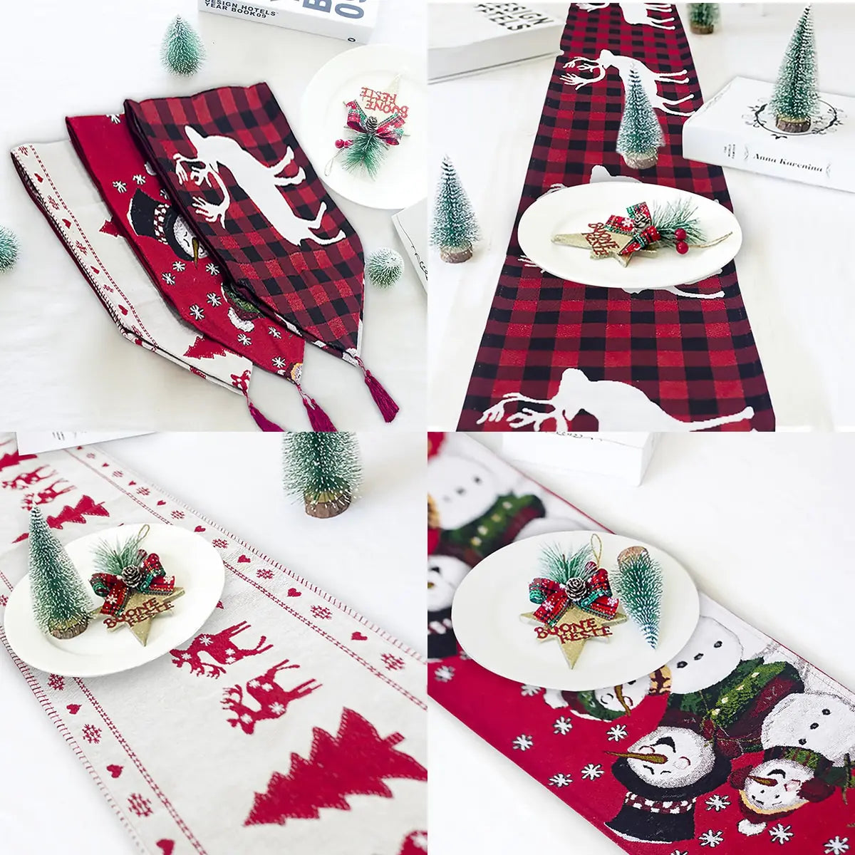 🎄 Embroidered Christmas Table Runner – Elegant Cotton Linen Festive Charm ✨